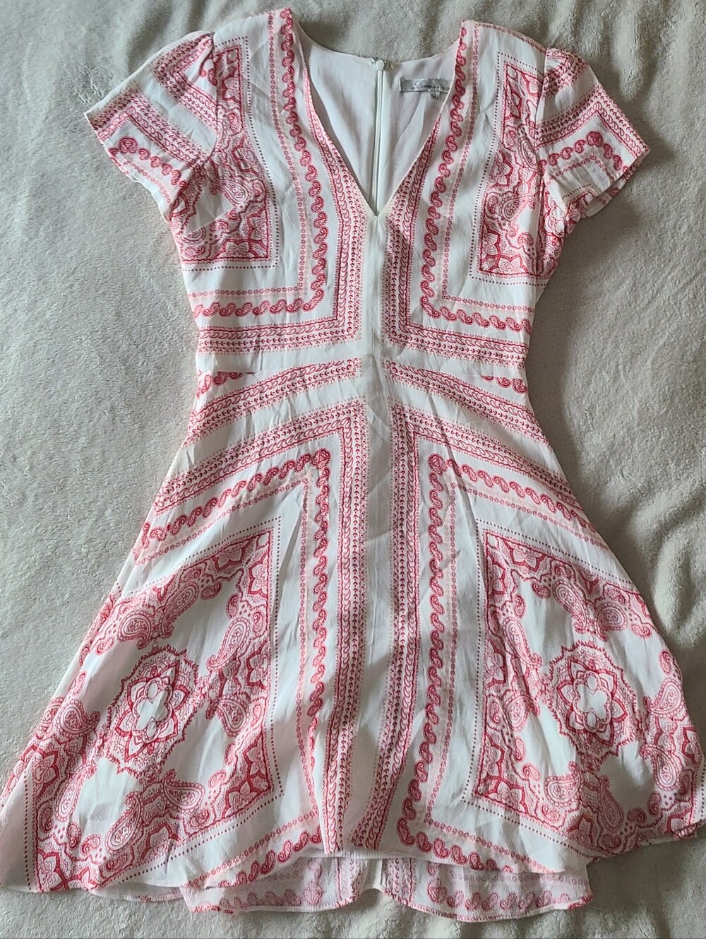 Lovers + Friends Cassidy Mini Dress white red Bella Scarf print Size S
